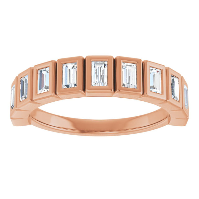 14K Gold Straight Baguette Natural Diamond Bezel-Set Anniversary Band – 1/4–7/8 CTW - Rose Gold - view 3