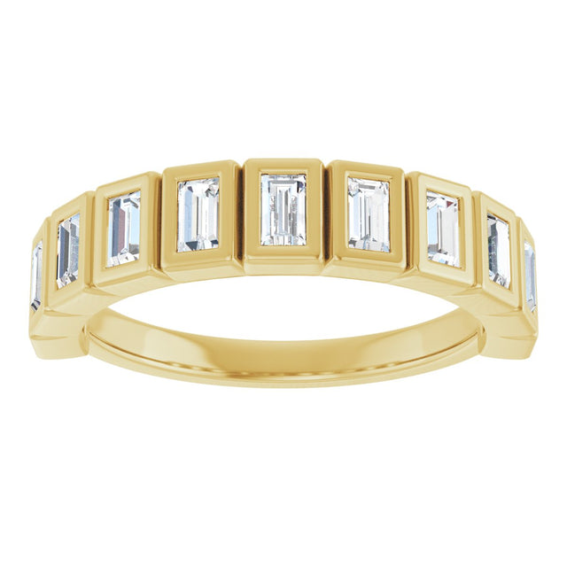 14K Gold Straight Baguette Natural Diamond Bezel-Set Anniversary Band – 1/4–7/8 CTW - Yellow Gold - view 3