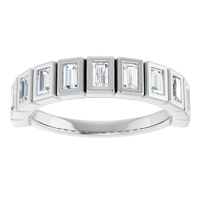 14K Gold Straight Baguette Natural Diamond Bezel-Set Anniversary Band – 1/4–7/8 CTW - White Gold - view 3