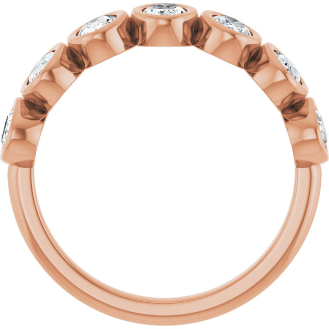 10K Gold Oval Lab-Grown Diamond Bezel-Set Anniversary Band – 1 1/4 CTW - Rose Gold - view 2