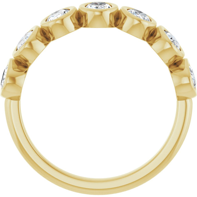 10K Gold Oval Lab-Grown Diamond Bezel-Set Anniversary Band – 1 1/4 CTW - Yellow Gold - view 2