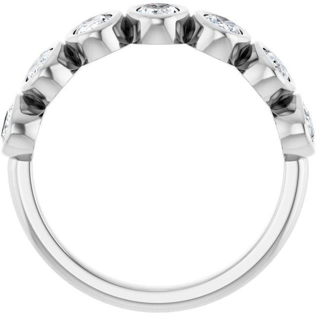 10K Gold Oval Lab-Grown Diamond Bezel-Set Anniversary Band – 1 1/4 CTW - White Gold - view 2