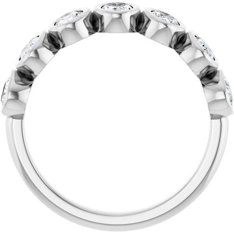 Platinum Oval Lab-Grown Diamond Bezel-Set Anniversary Band – 1 1/4 CTW - view 2