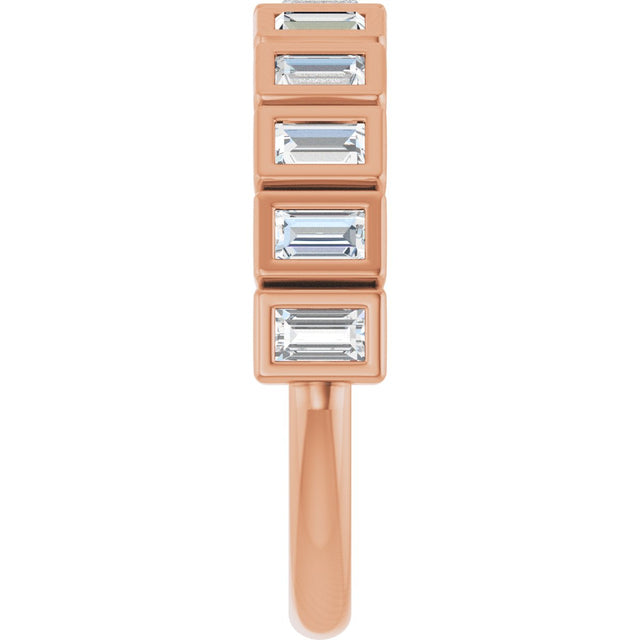 10K Gold Straight Baguette Natural Diamond Bezel-Set Anniversary Band – 1/4–5/8 CTW - Rose Gold - view 4
