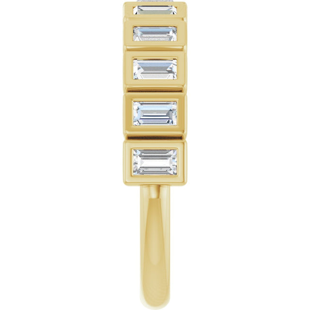 10K Gold Straight Baguette Natural Diamond Bezel-Set Anniversary Band – 1/4–5/8 CTW - Yellow Gold - view 4