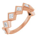 14K Gold Square Natural Diamond Bezel-Set Anniversary Band – 3/4–2 CTW - Rose Gold