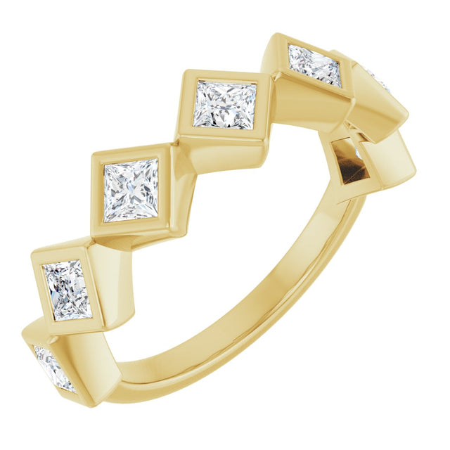 14K Gold Square Natural Diamond Bezel-Set Anniversary Band – 3/4–2 CTW - Yellow Gold