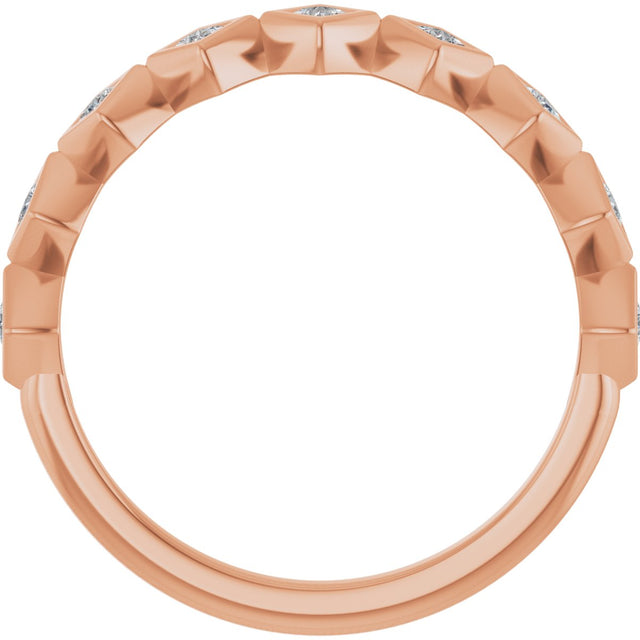 14K Gold Square Natural Diamond Bezel-Set Anniversary Band – 1/8–5/8 CTW - Rose Gold - view 2
