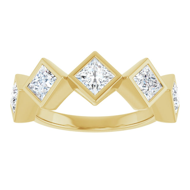 10K Gold Square Natural Diamond Bezel-Set Anniversary Band – 9/10–1 9/10 CTW - Yellow Gold - view 3
