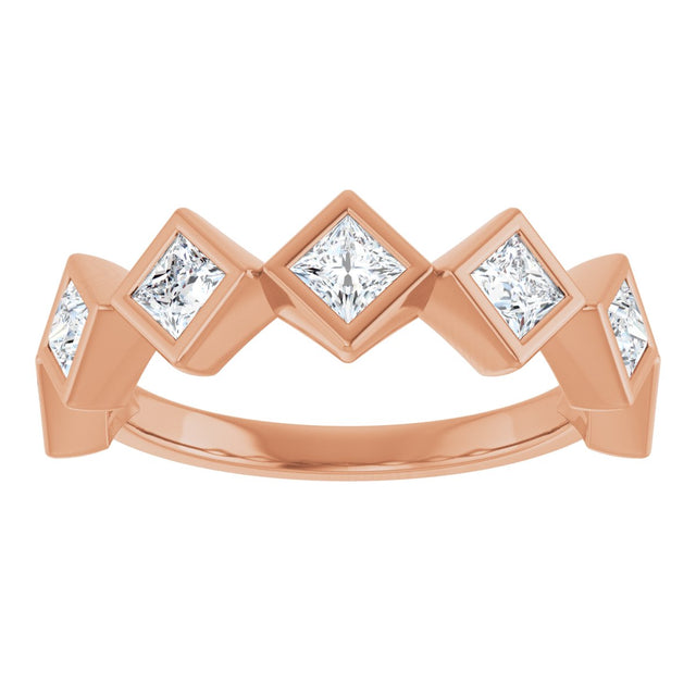 10K Gold Square Lab-Grown Diamond Bezel-Set Anniversary Band – 3/4–2 CTW (Style 126546) - Rose Gold - view 3