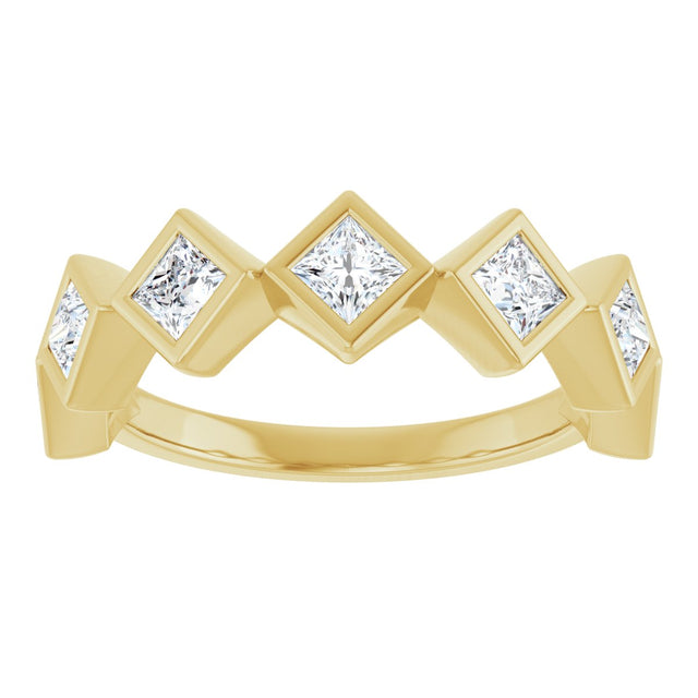 14K Gold Square Natural Diamond Bezel-Set Anniversary Band – 3/4–2 CTW - Yellow Gold - view 3