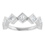 14K Gold Square Natural Diamond Bezel-Set Anniversary Band – 3/4–2 CTW - White Gold - view 3
