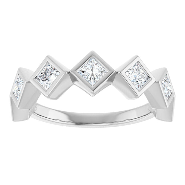 10K Gold Square Natural Diamond Bezel-Set Anniversary Band – 9/10–1 9/10 CTW - White Gold - view 3