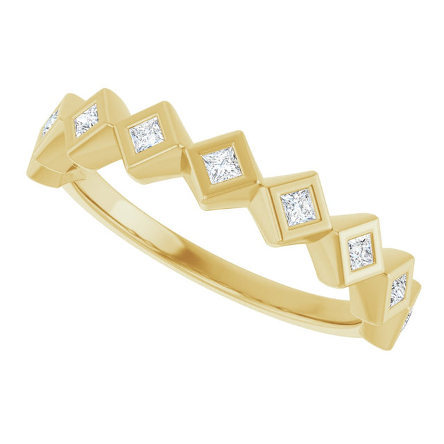 10K Gold Square Lab-Grown Diamond Bezel-Set Anniversary Band – 1/8–5/8 CTW - Yellow Gold - view 5
