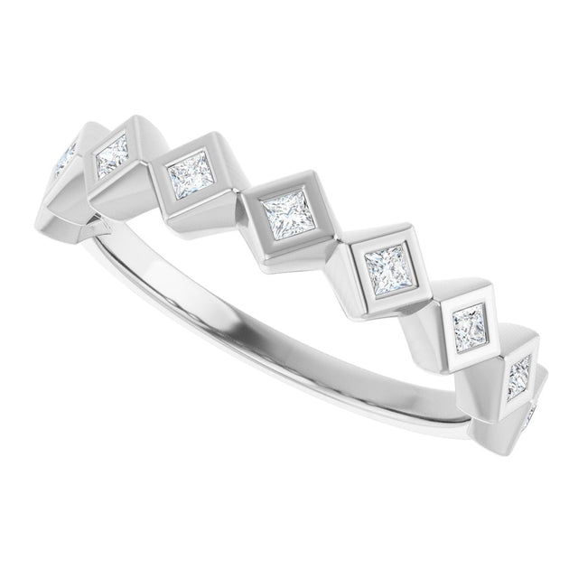10K Gold Square Lab-Grown Diamond Bezel-Set Anniversary Band – 1/8–5/8 CTW - White Gold - view 5