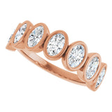 10K Gold Oval Lab-Grown Diamond Bezel-Set Anniversary Band – 1 1/4 CTW - Rose Gold - view 5