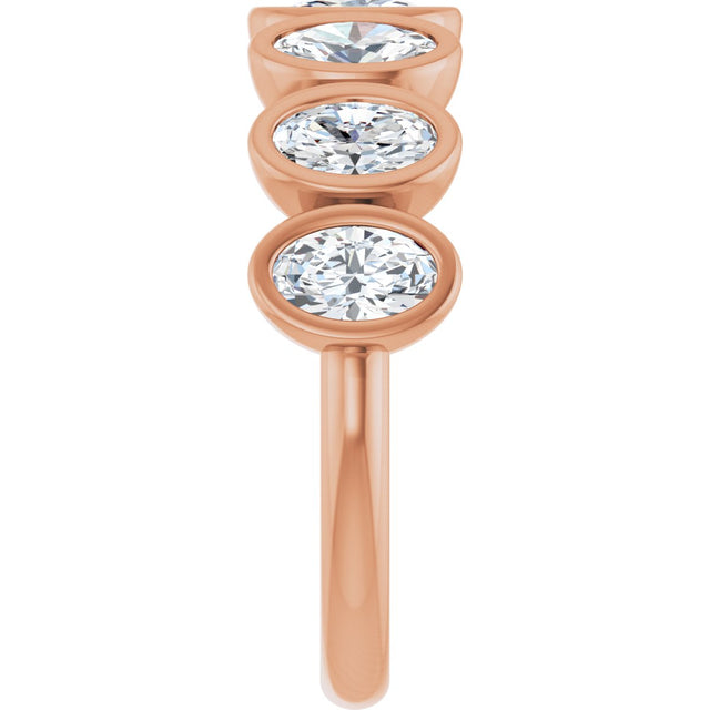 10K Gold Oval Natural Diamond Bezel-Set Anniversary Band – 1 3/4 CTW - Rose Gold - view 4