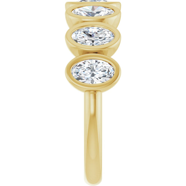 10K Gold Oval Natural Diamond Bezel-Set Anniversary Band – 1 3/4 CTW - Yellow Gold - view 4