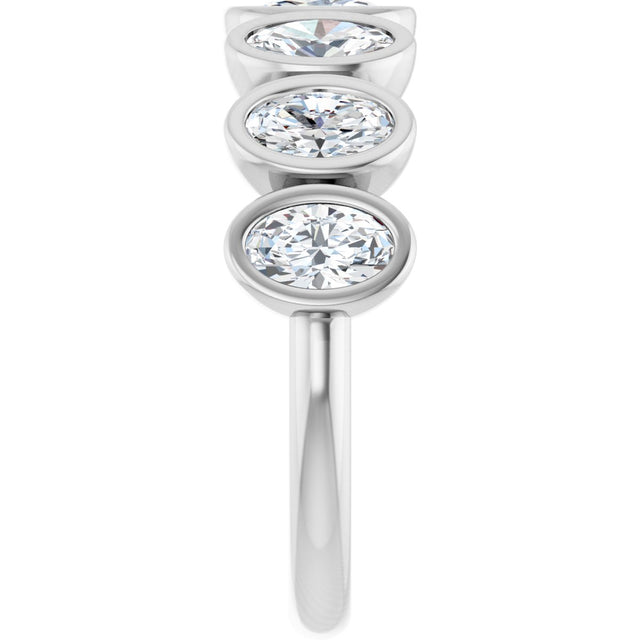 Platinum Oval Natural Diamond Bezel-Set Anniversary Band – 1 3/4 CTW - view 4