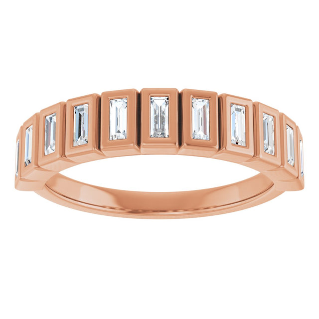 10K Gold Straight Baguette Lab-Grown Diamond Bezel-Set Anniversary Band – 1/4–7/8 CTW - Rose Gold - view 3