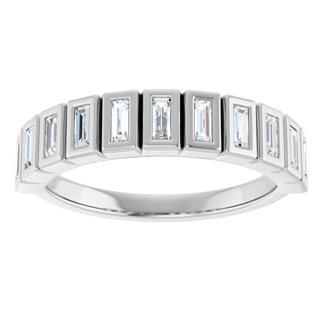 10K Gold Straight Baguette Lab-Grown Diamond Bezel-Set Anniversary Band – 1/4–7/8 CTW - White Gold - view 3