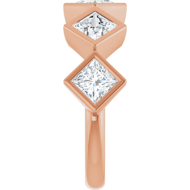 10K Gold Square Natural Diamond Bezel-Set Anniversary Band – 9/10–1 9/10 CTW - Rose Gold - view 4