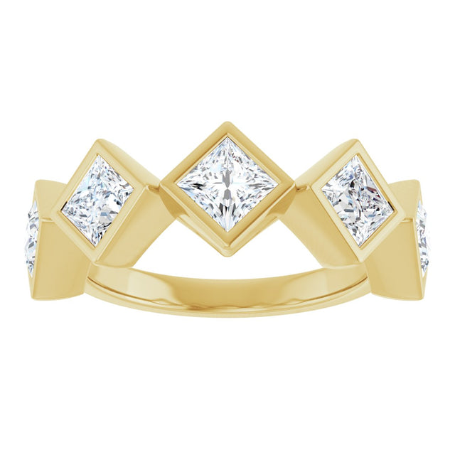 10K Gold Square Lab-Grown Diamond Bezel-Set Anniversary Band – 3/4–2 CTW (Style 126546) - Yellow Gold - view 3