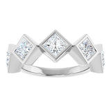 10K Gold Square Natural Diamond Bezel-Set Anniversary Band – 9/10–1 9/10 CTW - White Gold - view 3
