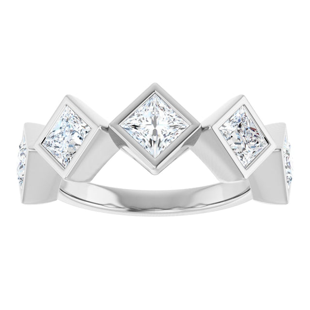 14K Gold Square Natural Diamond Bezel-Set Anniversary Band – 3/4–2 CTW - White Gold - view 3