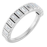 14K Gold Straight Baguette Natural Diamond Bezel-Set Anniversary Band – 1/4–7/8 CTW - White Gold