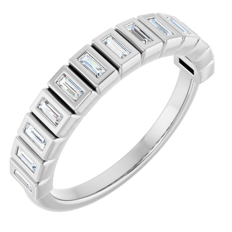 10K Gold Straight Baguette Natural Diamond Bezel-Set Anniversary Band – 1/4–5/8 CTW - White Gold