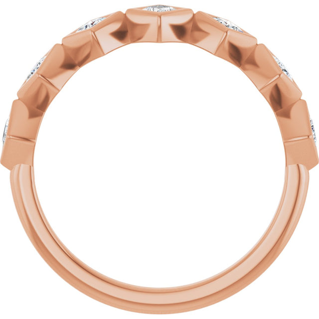 10K Gold Square Lab-Grown Diamond Bezel-Set Anniversary Band – 1/8–5/8 CTW - Rose Gold - view 2