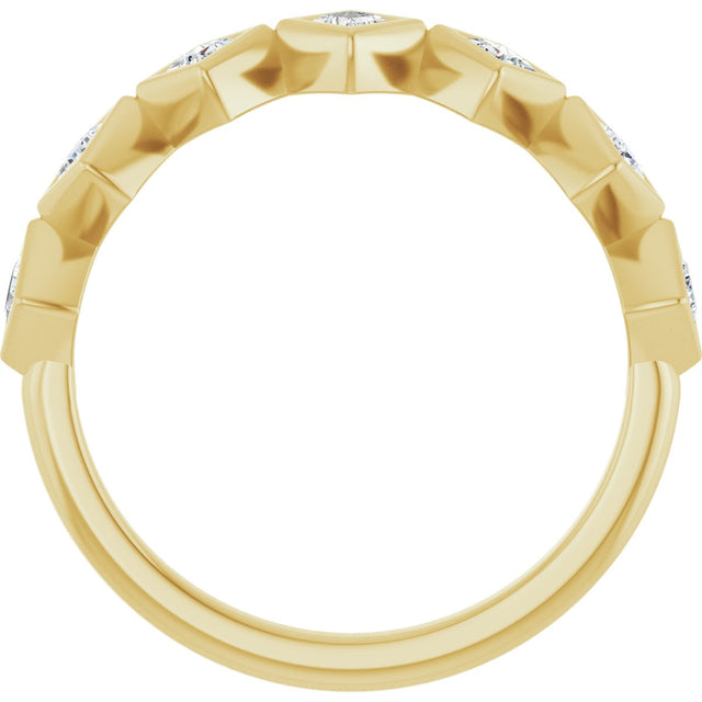 10K Gold Square Lab-Grown Diamond Bezel-Set Anniversary Band – 1/8–5/8 CTW - Yellow Gold - view 2