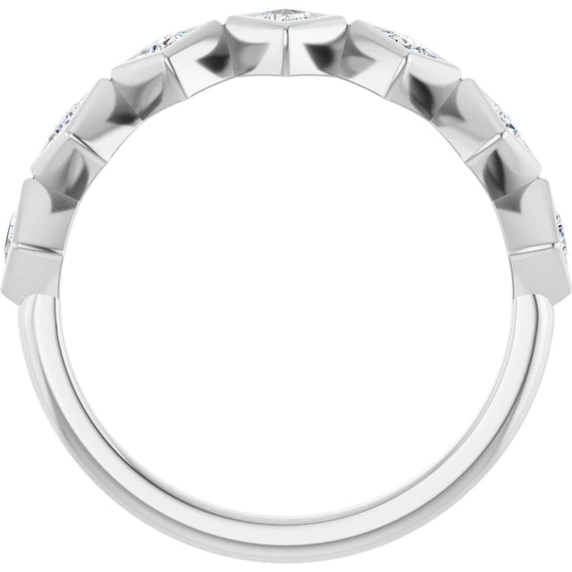 14K Gold Square Lab-Grown Diamond Bezel-Set Anniversary Band – 1/10–5/8 CTW - White Gold - view 2