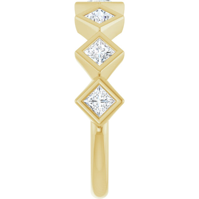 14K Gold Square Natural Diamond Bezel-Set Anniversary Band – 1/8–5/8 CTW - Yellow Gold - view 4