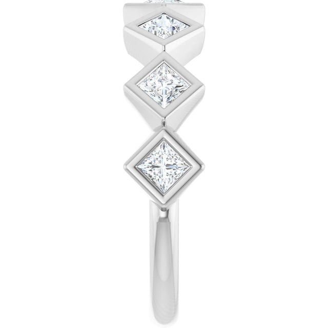 10K Gold Square Lab-Grown Diamond Bezel-Set Anniversary Band – 1/8–5/8 CTW - White Gold - view 4