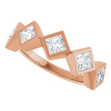 10K Gold Square Natural Diamond Bezel-Set Anniversary Band – 9/10–1 9/10 CTW - Rose Gold - view 5