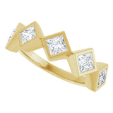 14K Gold Square Natural Diamond Bezel-Set Anniversary Band – 3/4–2 CTW - Yellow Gold - view 5