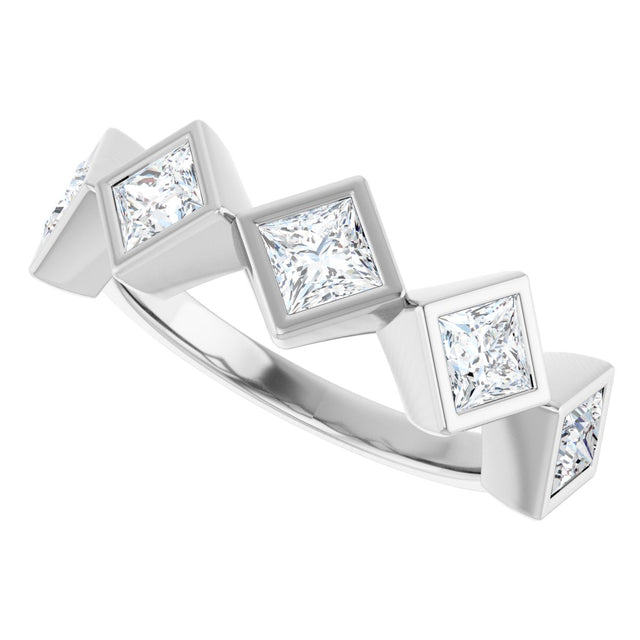 10K Gold Square Lab-Grown Diamond Bezel-Set Anniversary Band – 3/4–2 CTW (Style 126546) - White Gold - view 5