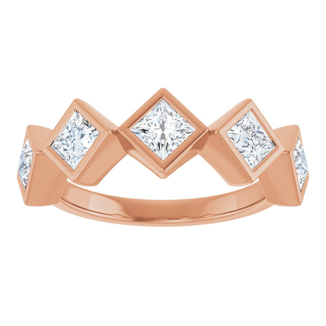 10K Gold Square Lab-Grown Diamond Bezel-Set Anniversary Band – 3/4–2 CTW (Style 126546) - Rose Gold - view 3