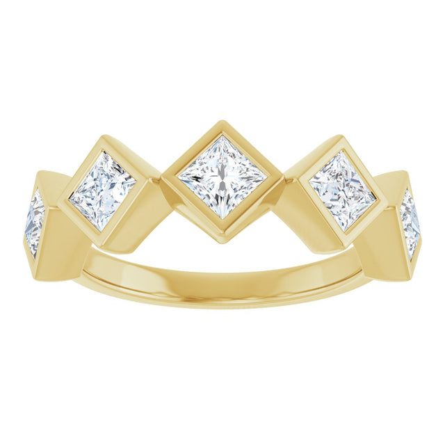 14K Gold Square Natural Diamond Bezel-Set Anniversary Band – 3/4–2 CTW - Yellow Gold - view 3