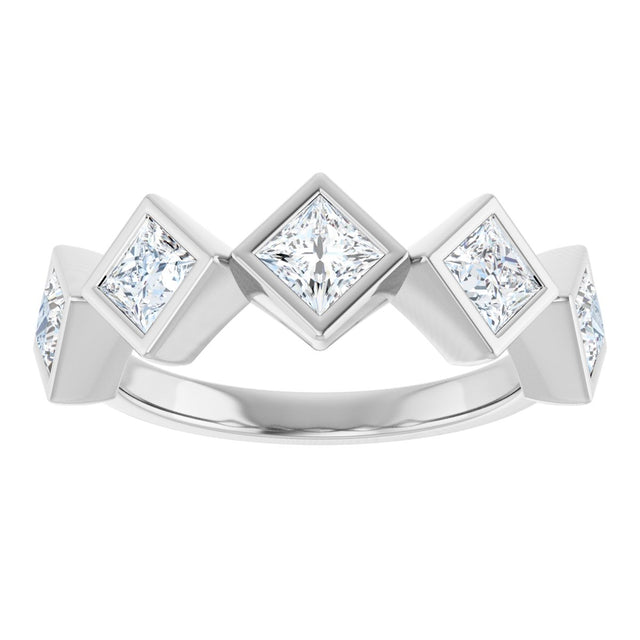 10K Gold Square Natural Diamond Bezel-Set Anniversary Band – 9/10–1 9/10 CTW - White Gold - view 3