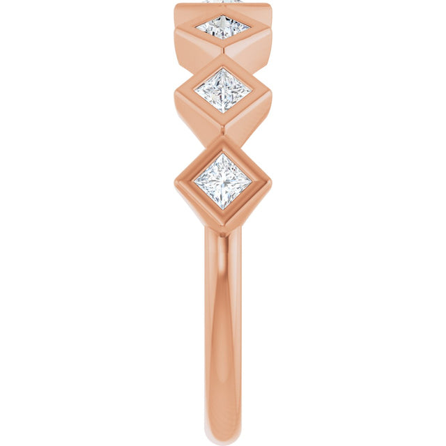 14K Gold Square Lab-Grown Diamond Bezel-Set Anniversary Band – 1/10–5/8 CTW - Rose Gold - view 4