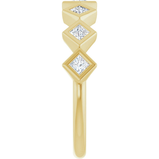 10K Gold Square Natural Diamond Bezel-Set Anniversary Band – 1/8–5/8 CTW - Yellow Gold - view 4
