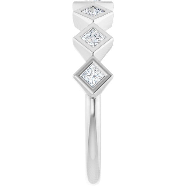 10K Gold Square Lab-Grown Diamond Bezel-Set Anniversary Band – 1/8–5/8 CTW - White Gold - view 4