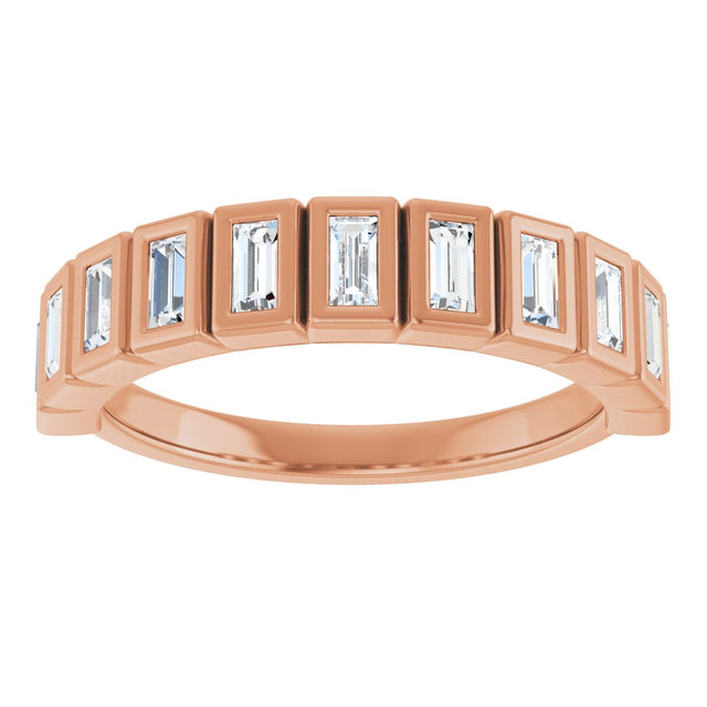 14K Gold Straight Baguette Lab-Grown Diamond Bezel-Set Anniversary Band – 1/3–9/10 CTW - Rose Gold - view 3