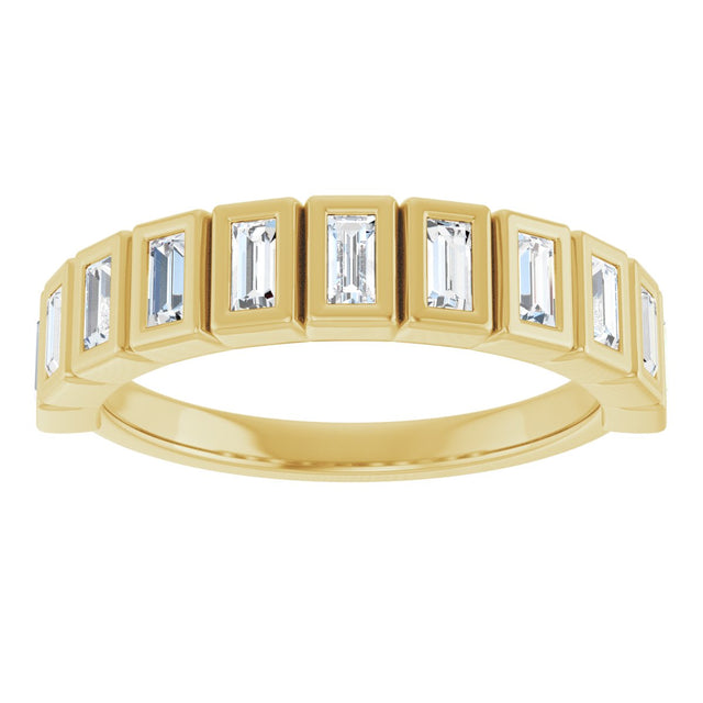 14K Gold Straight Baguette Lab-Grown Diamond Bezel-Set Anniversary Band – 1/3–9/10 CTW - Yellow Gold - view 3