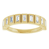 14K Gold Straight Baguette Natural Diamond Bezel-Set Anniversary Band – 1/4–7/8 CTW - Yellow Gold - view 3
