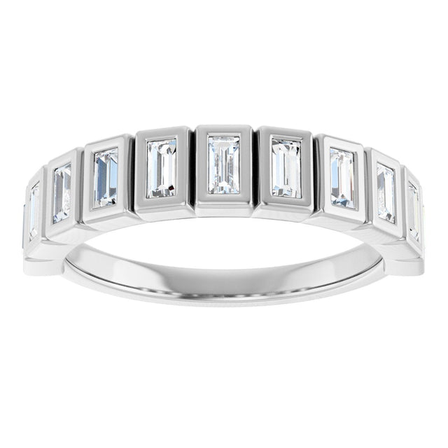 Platinum Straight Baguette Lab-Grown Diamond Bezel-Set Anniversary Band – 1/3–9/10 CTW - view 3