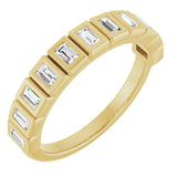 10K Gold Straight Baguette Lab-Grown Diamond Bezel-Set Anniversary Band – 1/4–7/8 CTW - Yellow Gold